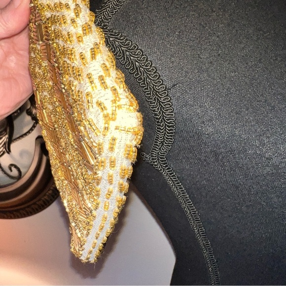 Fine Arts Bag Women’s Gold Beaded Made in Hong Kong Evening Bag Purse Vintage - Picture 6 of 16